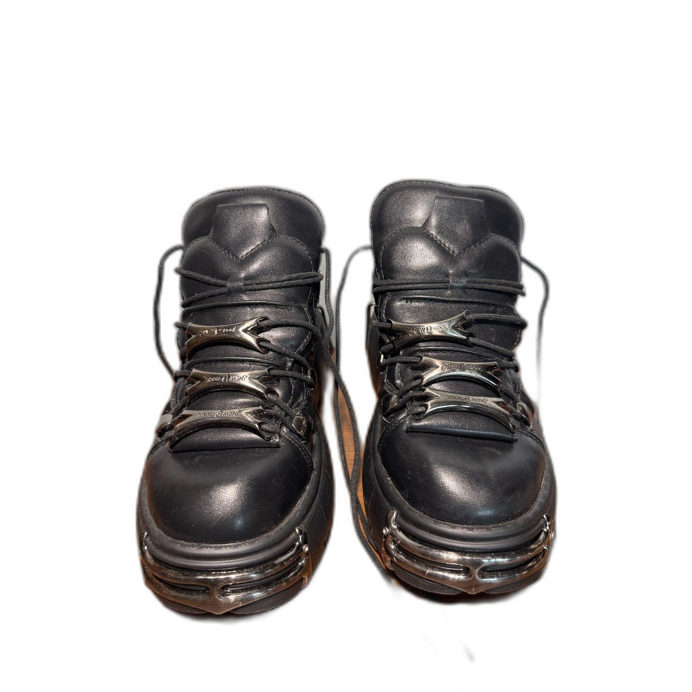 Gothstyle cyberPunk Metal Accent Platform Boots Cyber CD 811 Black Faux Leather